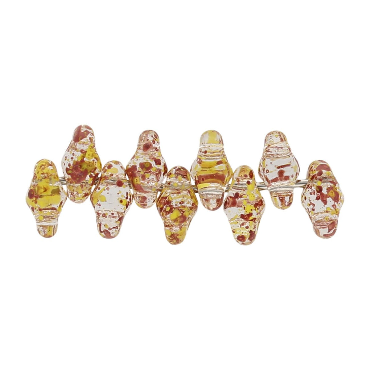 SuperDuo 2,5 x 5 mm- Confetti Splash - Red Yellow - PerlineBeads