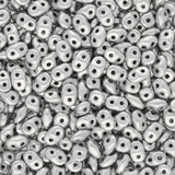 SuperDuo 2,5 x 5 mm - Matte - Metallic Silver - PerlineBeads