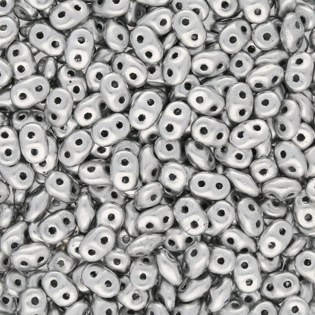 SuperDuo 2,5 x 5 mm - Matte - Metallic Silver - PerlineBeads