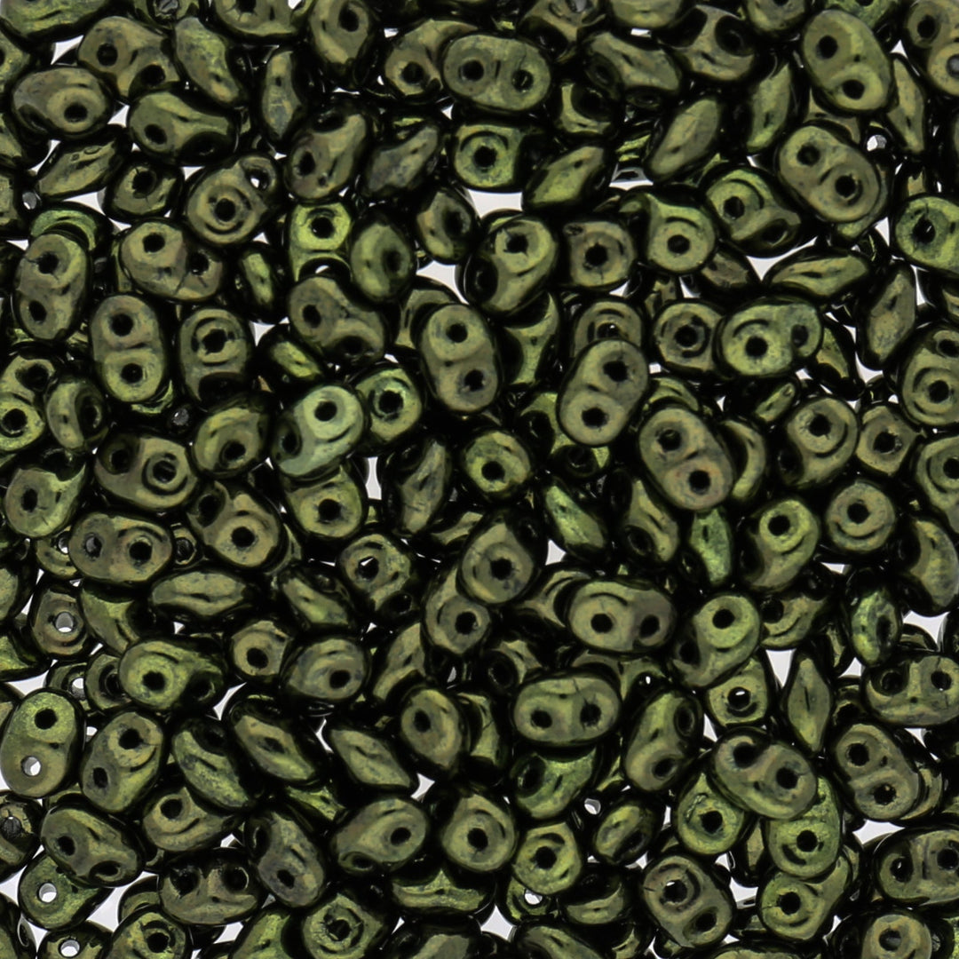 SuperDuo 2,5 x 5 mm - Metallic Green - PerlineBeads