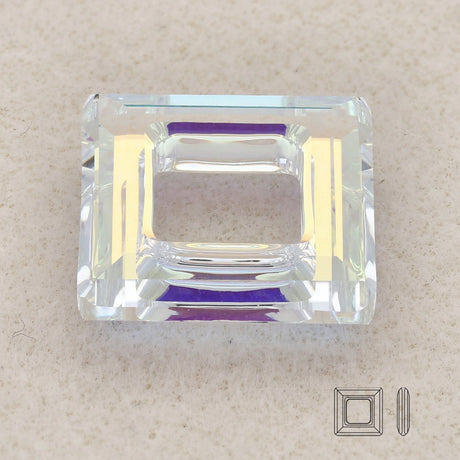 Swarovski Square Ring Fancy Stone 20 mm – Crystal AB - PerlineBeads