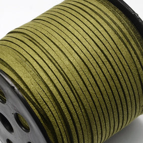 Synthetische Veloursleder Kordel - 3 mm - Olivgrün - PerlineBeads