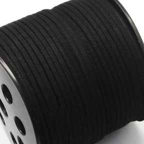 Synthetische Veloursleder Kordel - 3 mm - Schwarz - PerlineBeads