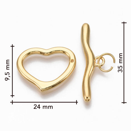 T-Bar-Verschluss Herzform - Gold - PerlineBeads