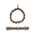 T-Bar-Verschluss rund gehämmerte Oberfläche – Kupfer Antik - PerlineBeads