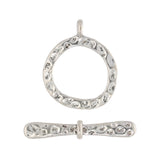 T-Bar-Verschluss rund gehämmerte Oberfläche – Silber Antik - PerlineBeads