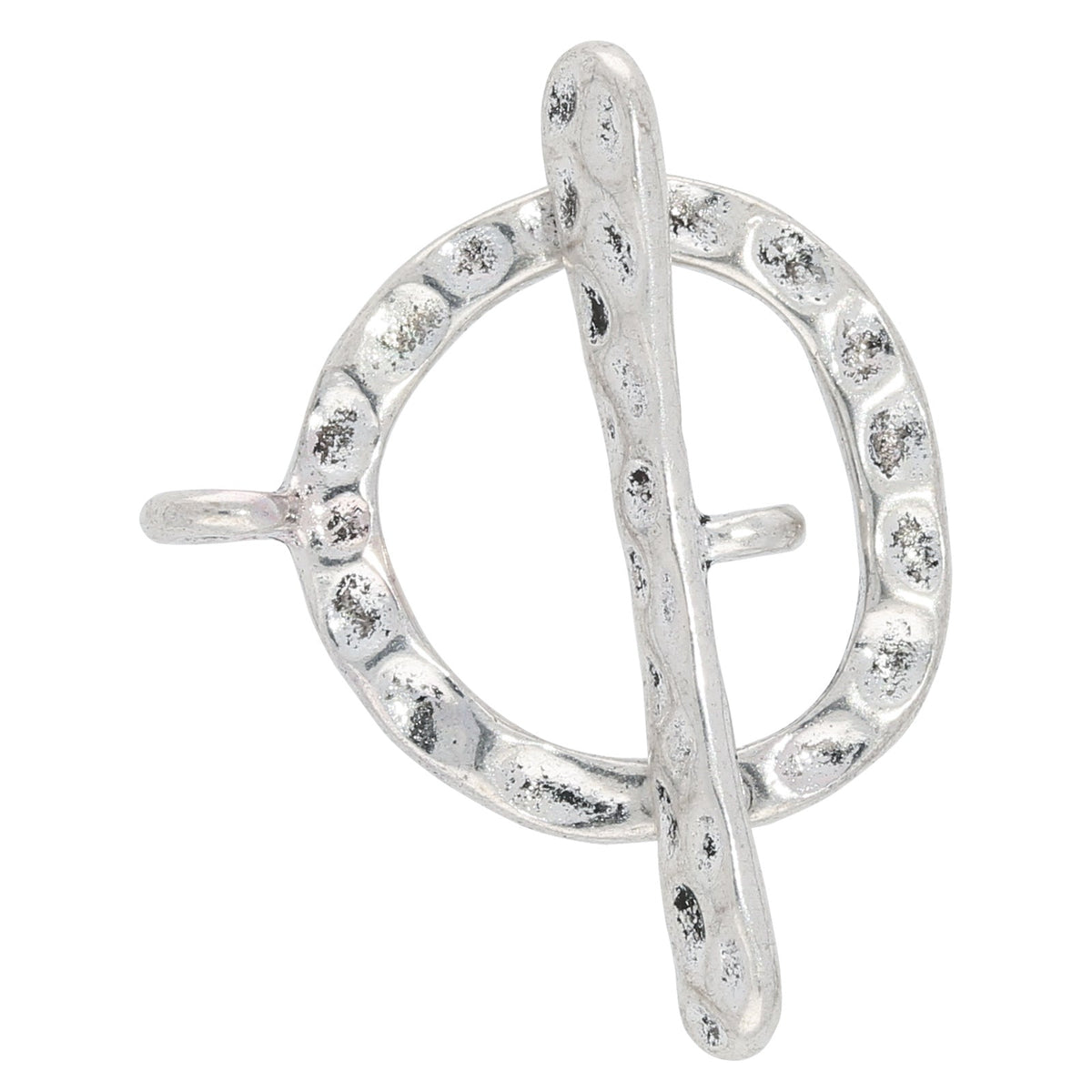 T-Bar-Verschluss rund gehämmerte Oberfläche – Silber Antik - PerlineBeads