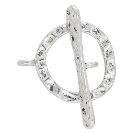 T-Bar-Verschluss rund gehämmerte Oberfläche – Silber Antik - PerlineBeads