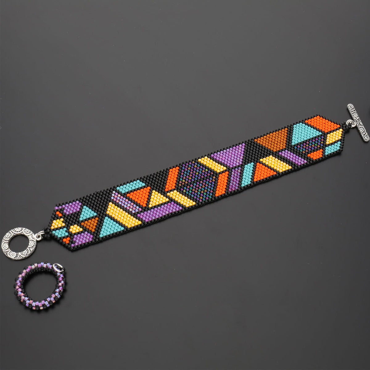 T-Bar-Verschluss rund mit Gravuren - Antiksilber - PerlineBeads
