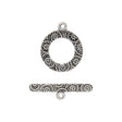 T-Bar-Verschluss rund mit Gravuren - Antiksilber - PerlineBeads