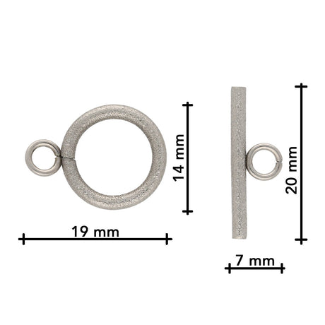 T-Bar-Verschluss rund strukturiert - Edelstahl - PerlineBeads