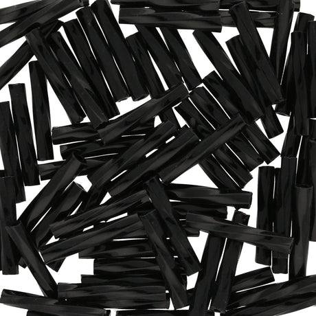 Twisted Bugle Glasperlen 15 mm – Jet - PerlineBeads