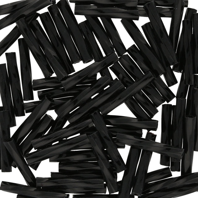 Twisted Bugle Glasperlen 15 mm – Jet - PerlineBeads