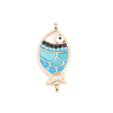 Verbindungselement “Fisch” - 29 x 14 mm - Gold/Blau - PerlineBeads