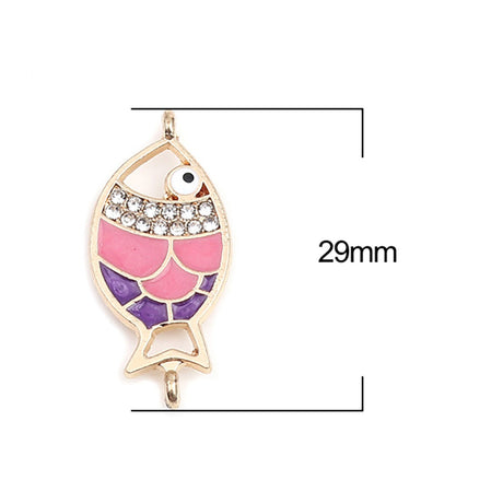 Verbindungselement “Fisch” - 29 x 14 mm - Gold/Pink-Violett - PerlineBeads