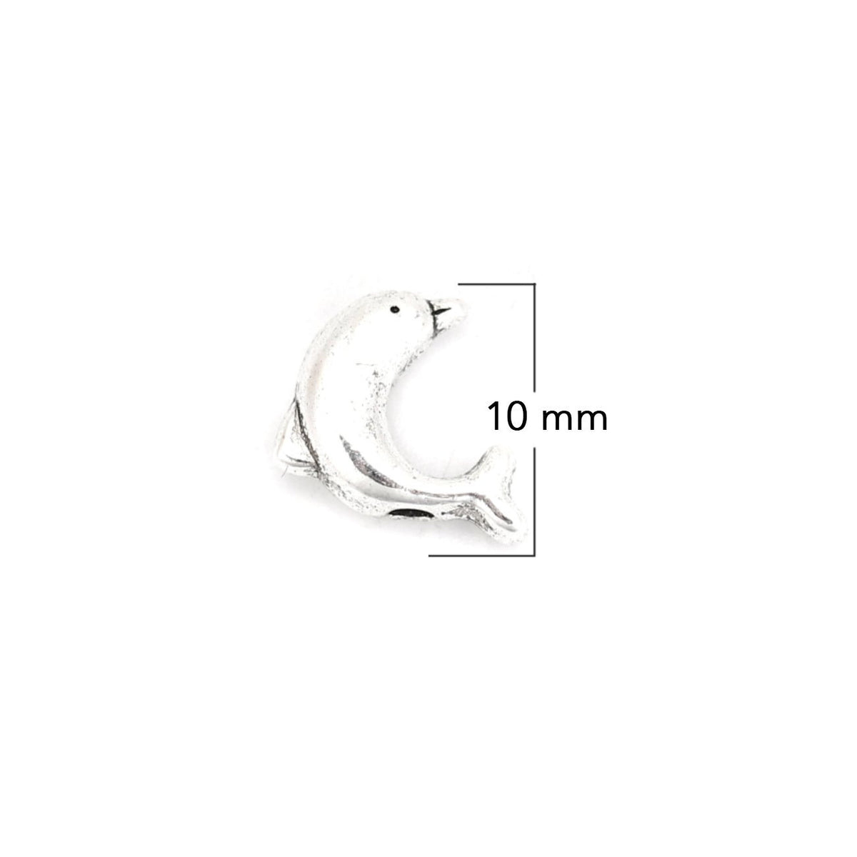 Verbindungselement / Spacer “Delfin” 10 x 8 mm - Silber antik - PerlineBeads